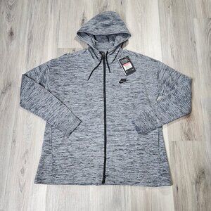 Nike Jacket Women's Large Carbon Black Heather Sportswear Tech Knit New